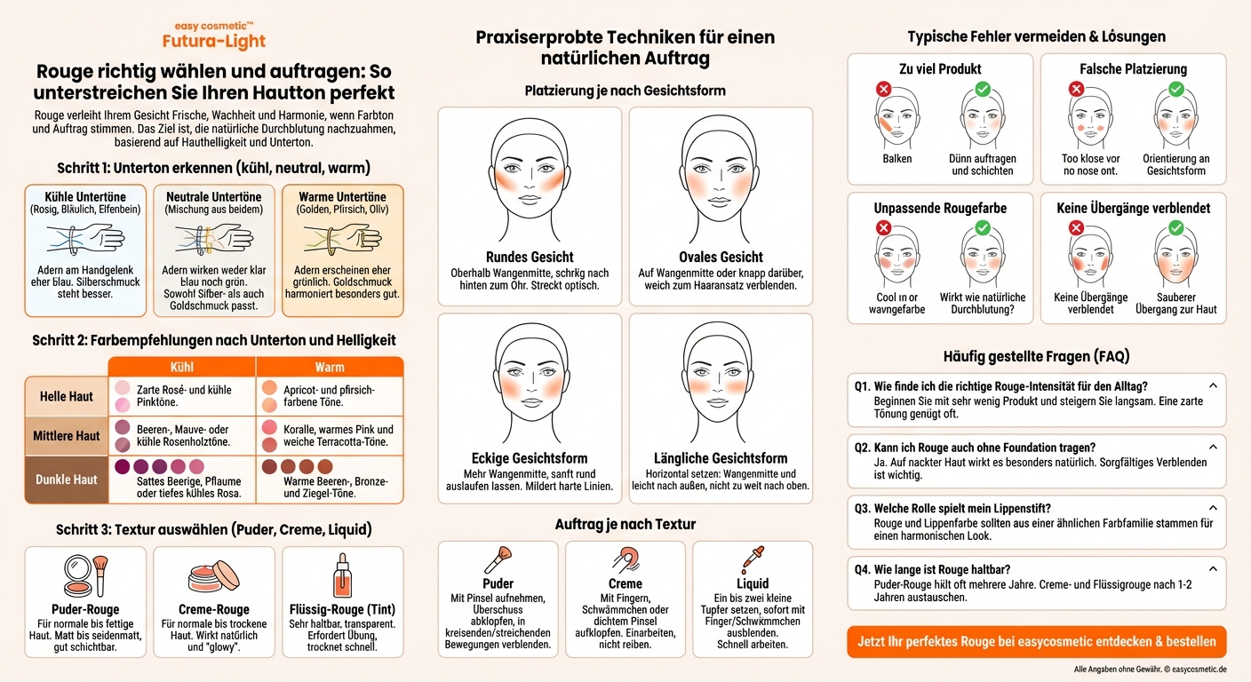 Wie finde ich das richtige Rouge für meinen Hautton und trage es korrekt auf?