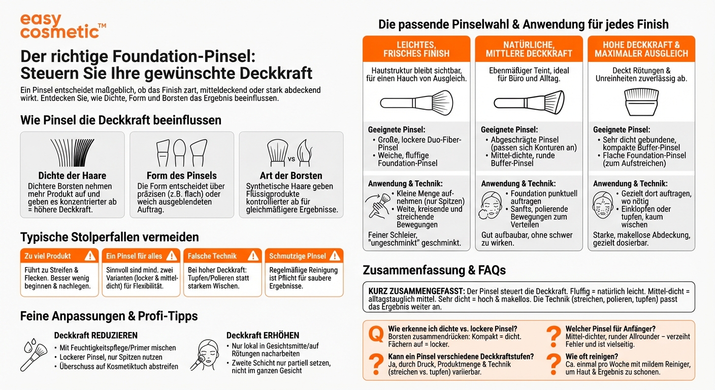 Wie finde ich den passenden Pinsel für meine Foundation-Deckkraft, z.B. leicht, mittel oder stark deckend?