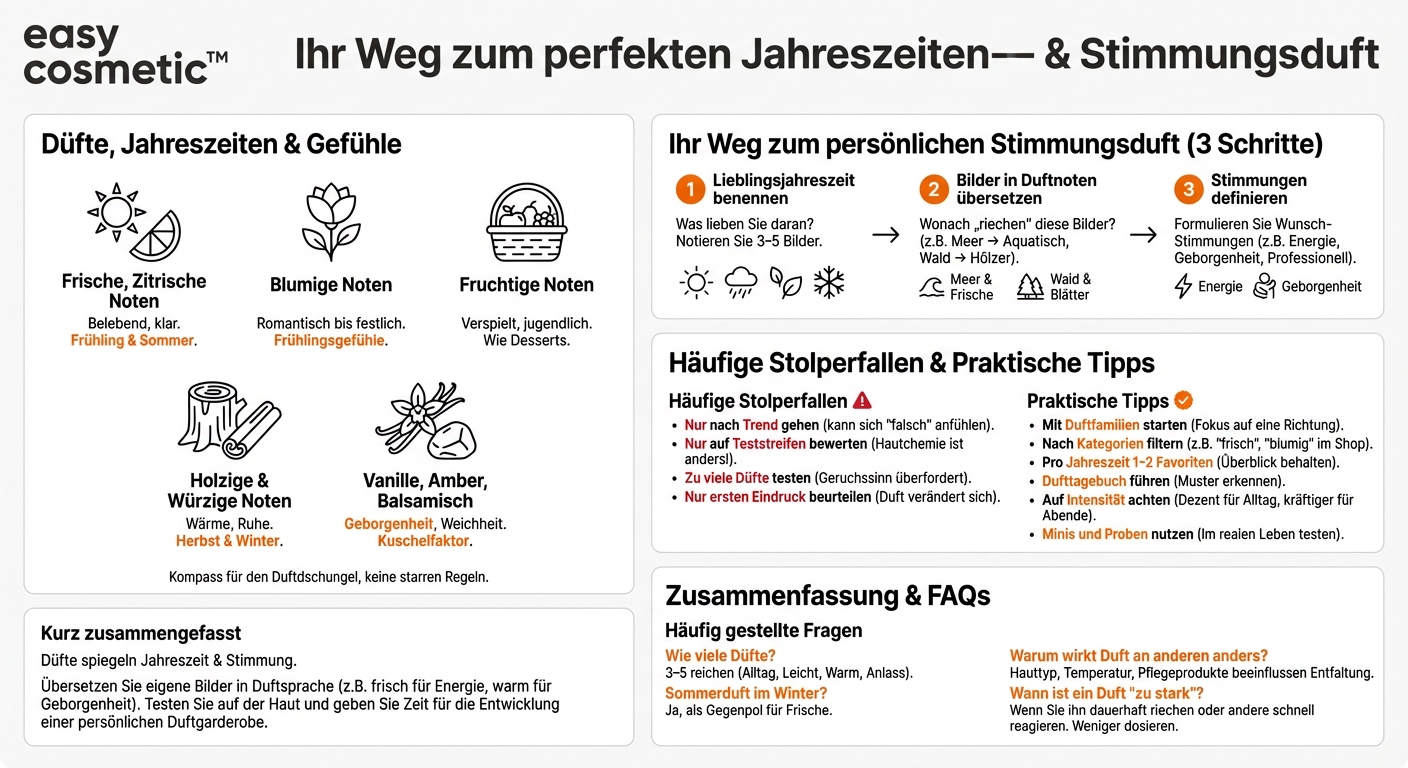 Wie finde ich Düfte, die zu meiner Lieblingsjahreszeit oder bestimmten Stimmungen passen?