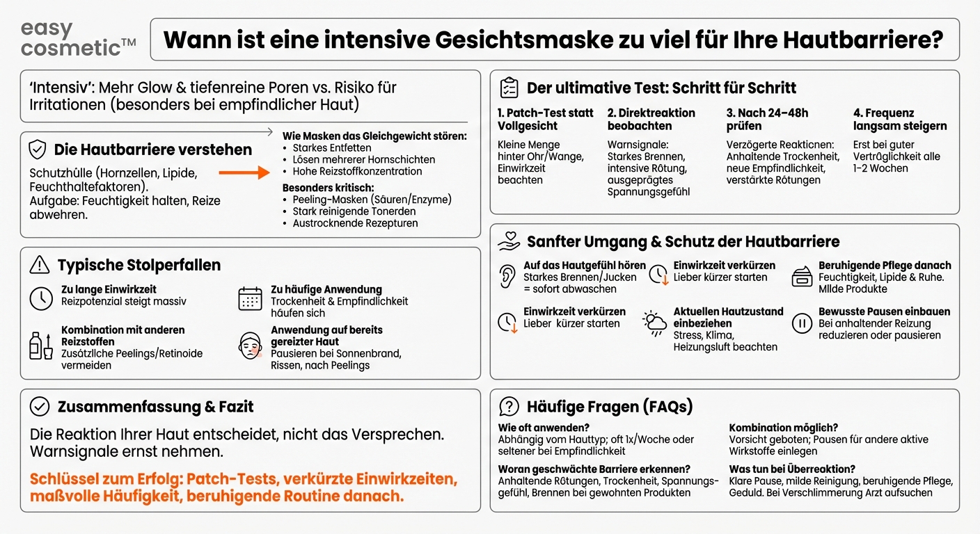 Wie finde ich heraus, ob eine intensiv wirkende Maske für meine Hautbarriere zu stark ist?