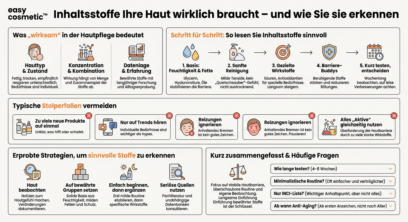 Wie finde ich heraus, welche Inhaltsstoffe in meiner Hautpflege wirklich wirksam und notwendig sind?