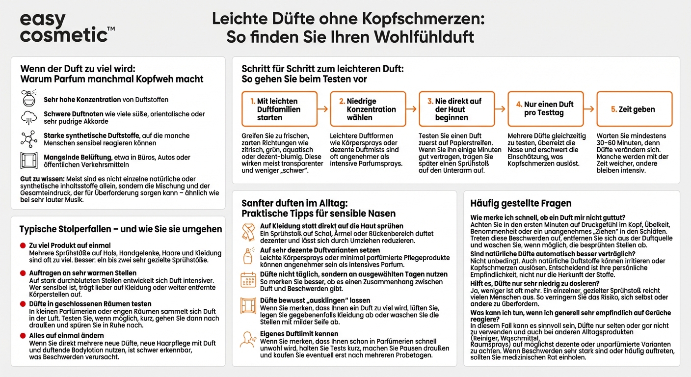 Wie finde ich leichte Düfte, die keine Kopfschmerzen auslösen?