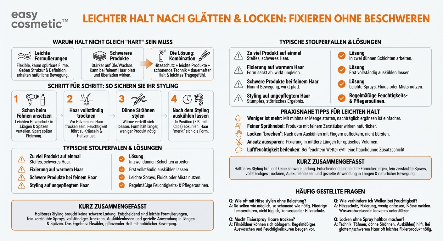 Wie fixiere ich mein Styling nach dem Glätten oder Locken, ohne das Haar zu beschweren?