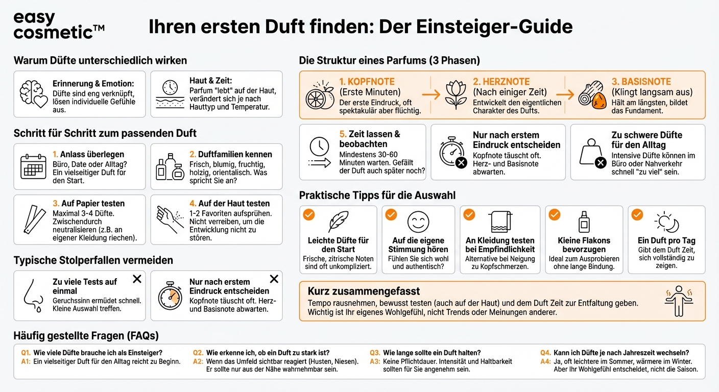 Wie gehe ich bei der Auswahl eines neuen Duftes vor, wenn ich Parfum-Anfänger bin?