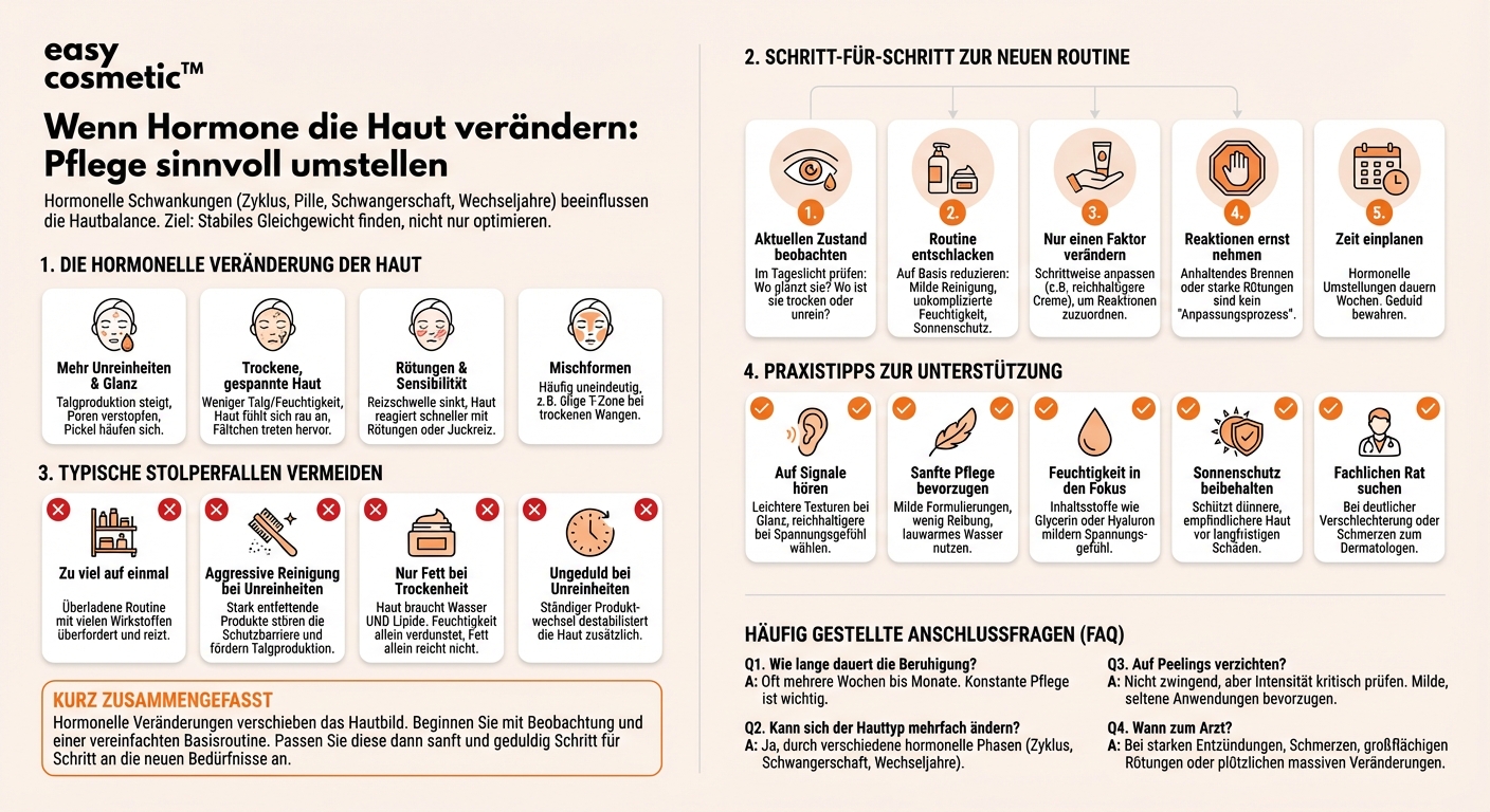Wie gehe ich bei der Umstellung meiner Hautpflege vor, wenn sich mein Hauttyp durch hormonelle Veränderungen verändert?
