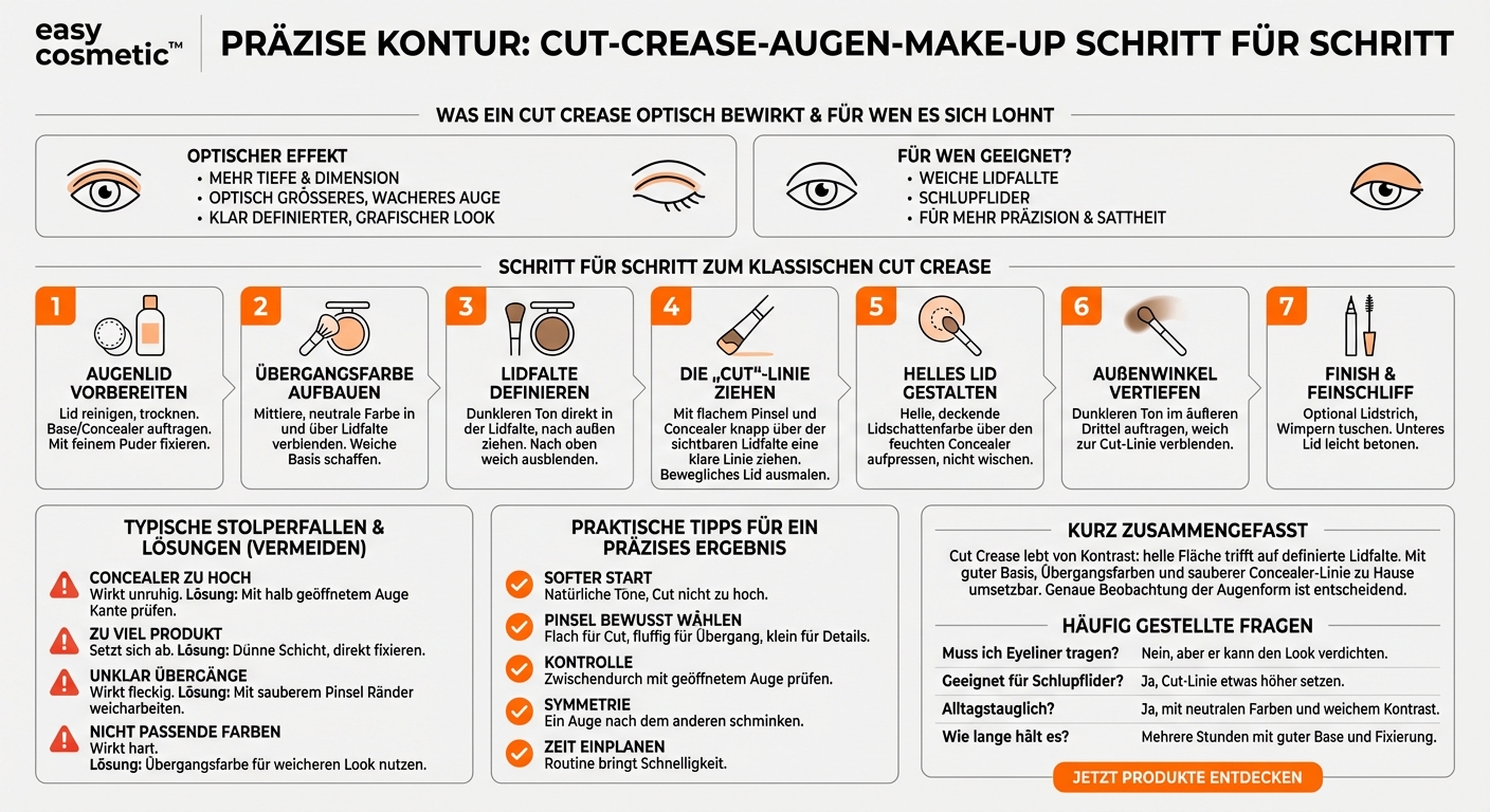 Wie gehe ich bei einem Cut-Crease-Augen-Make-up Schritt für Schritt vor?