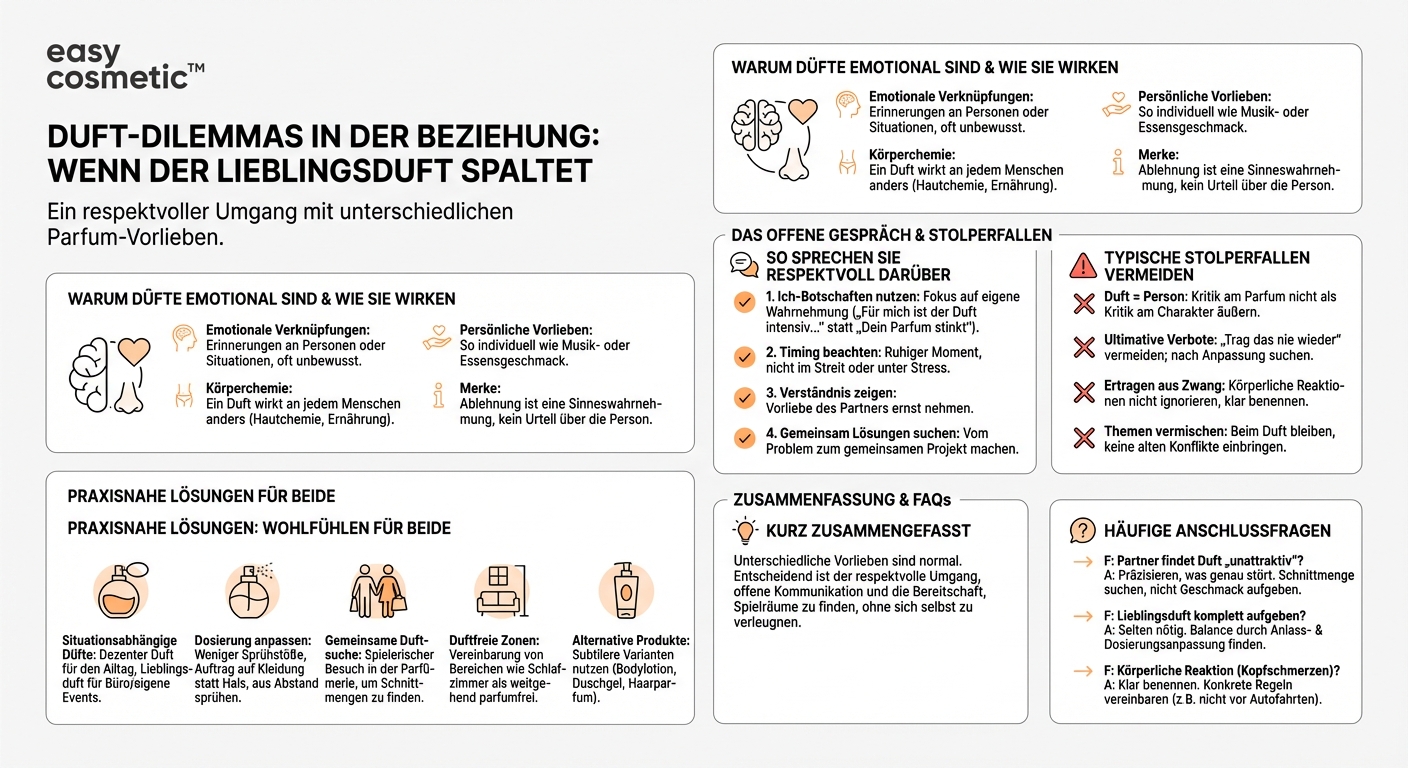 Wie gehe ich damit um, wenn mein Partner meinen bevorzugten Duft nicht mag oder umgekehrt?