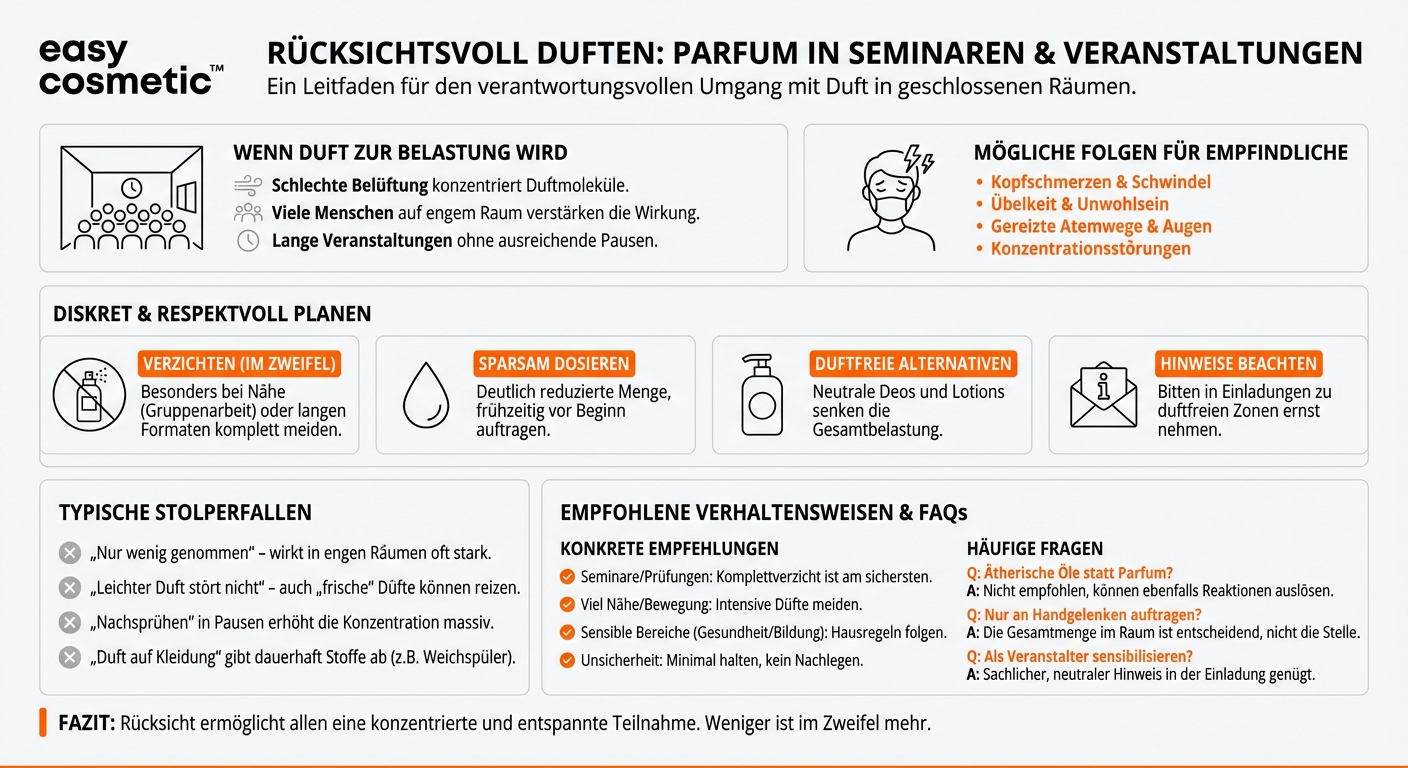 Wie gehe ich mit Parfum in Räumen um, in denen Duftempfindliche oder Allergiker anwesend sind (z.B. Seminare, Veranstaltungen)?