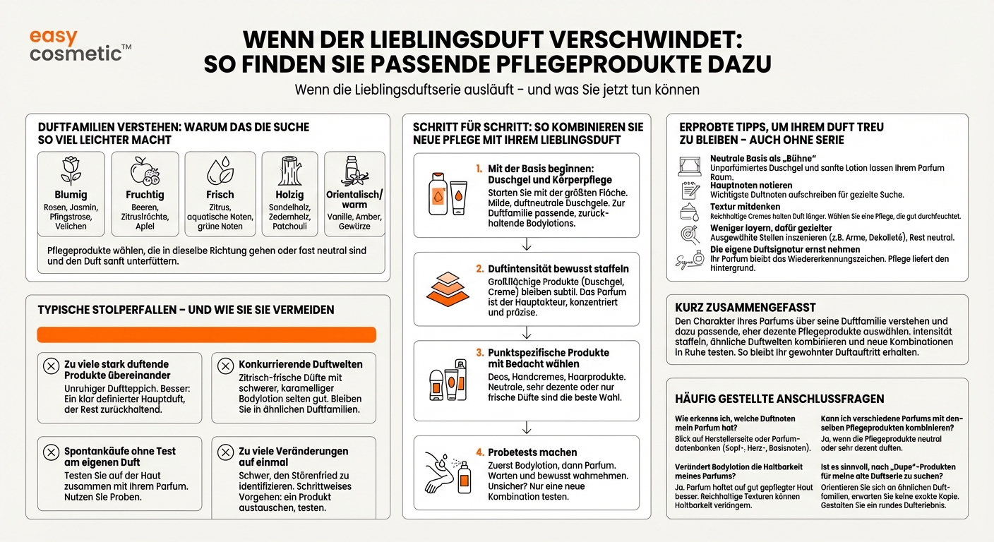 Wie gehe ich vor, wenn ich eine geliebte Duftserie nicht mehr bekomme und dennoch passende Pflegeprodukte dazu finden möchte?
