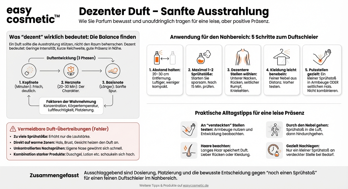 Wie gehe ich vor, wenn ich einen Duft nur sehr leicht wahrnehmbar, aber trotzdem präsent haben möchte?