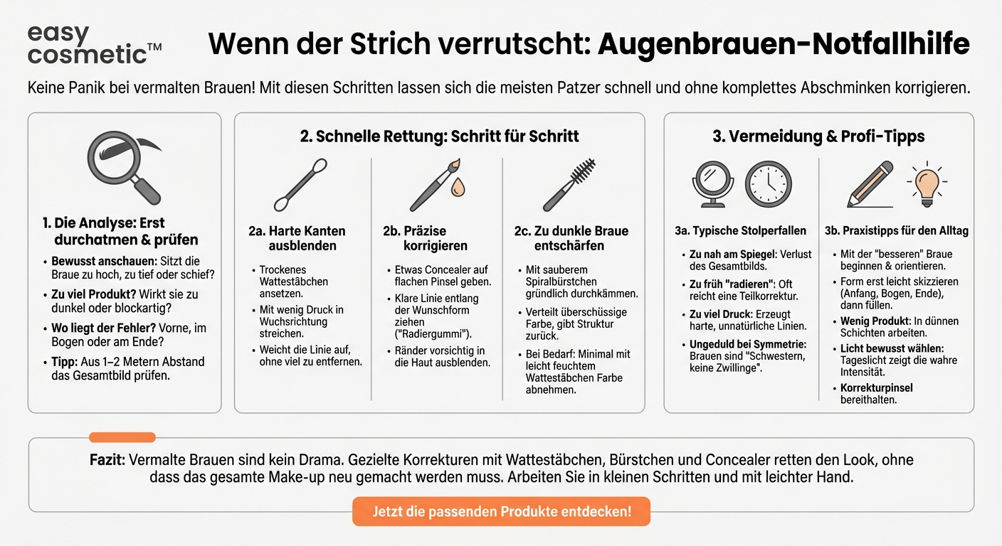 Wie gehe ich vor, wenn ich mich bei der Augenbrauenform vermalt habe?