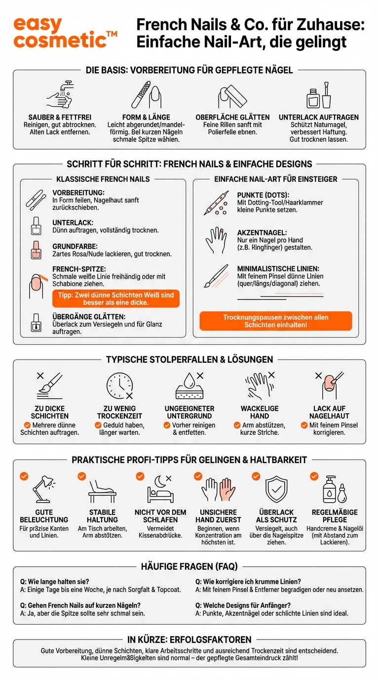 Wie gelingen French Nails oder andere einfache Nail-Art-Designs zu Hause?