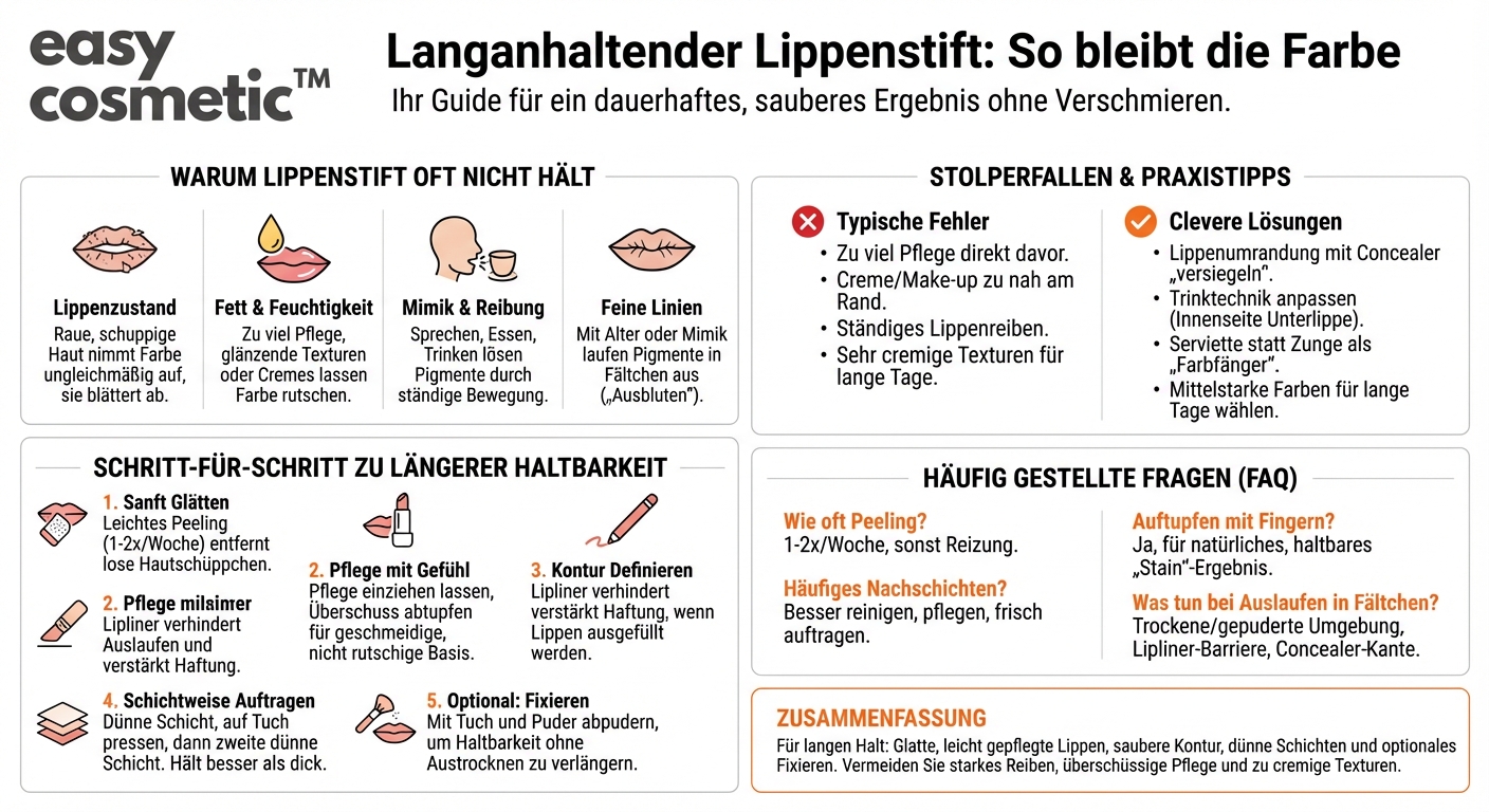 Wie hält Lippenstift länger, ohne zu verschmieren?