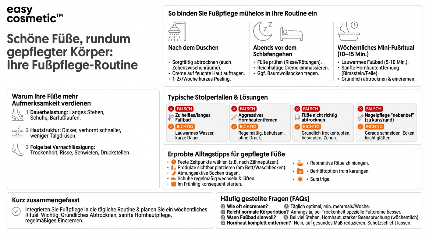 Wie integriere ich die Fußpflege sinnvoll in meine allgemeine Körperpflegeroutine?