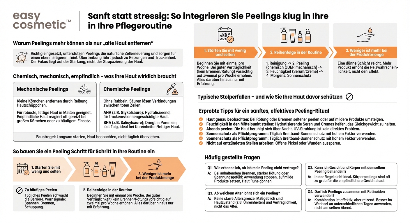 Wie integriere ich Peelings sinnvoll in meine Routine, ohne die Haut zu strapazieren?