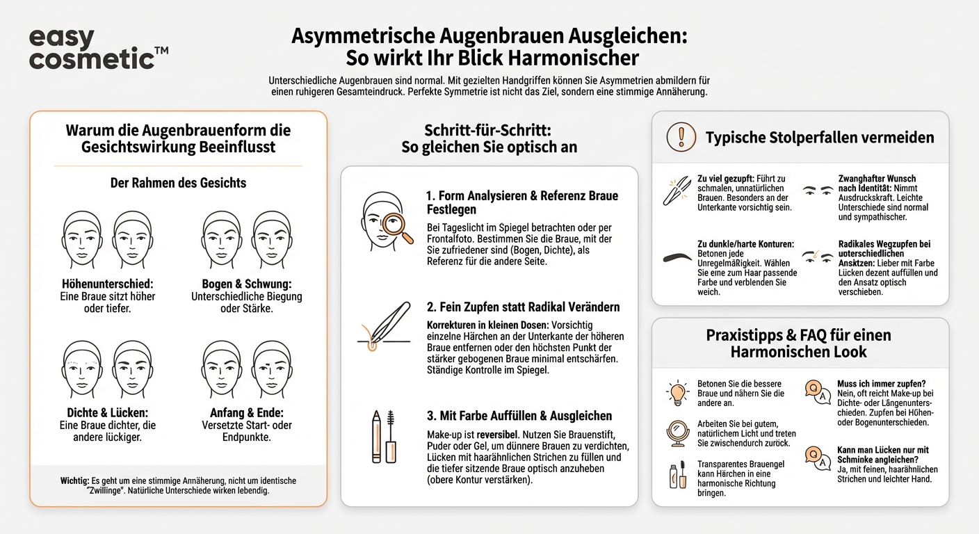 Wie kann ich asymmetrische Augenbrauen optisch ausgleichen?