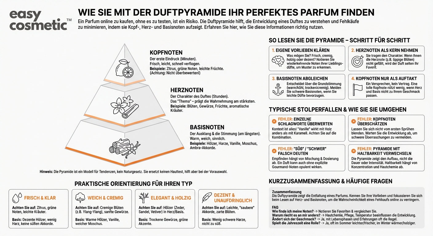 Wie kann ich aus den Duftpyramiden verschiedener Parfums ablesen, ob sie mir gefallen könnten?