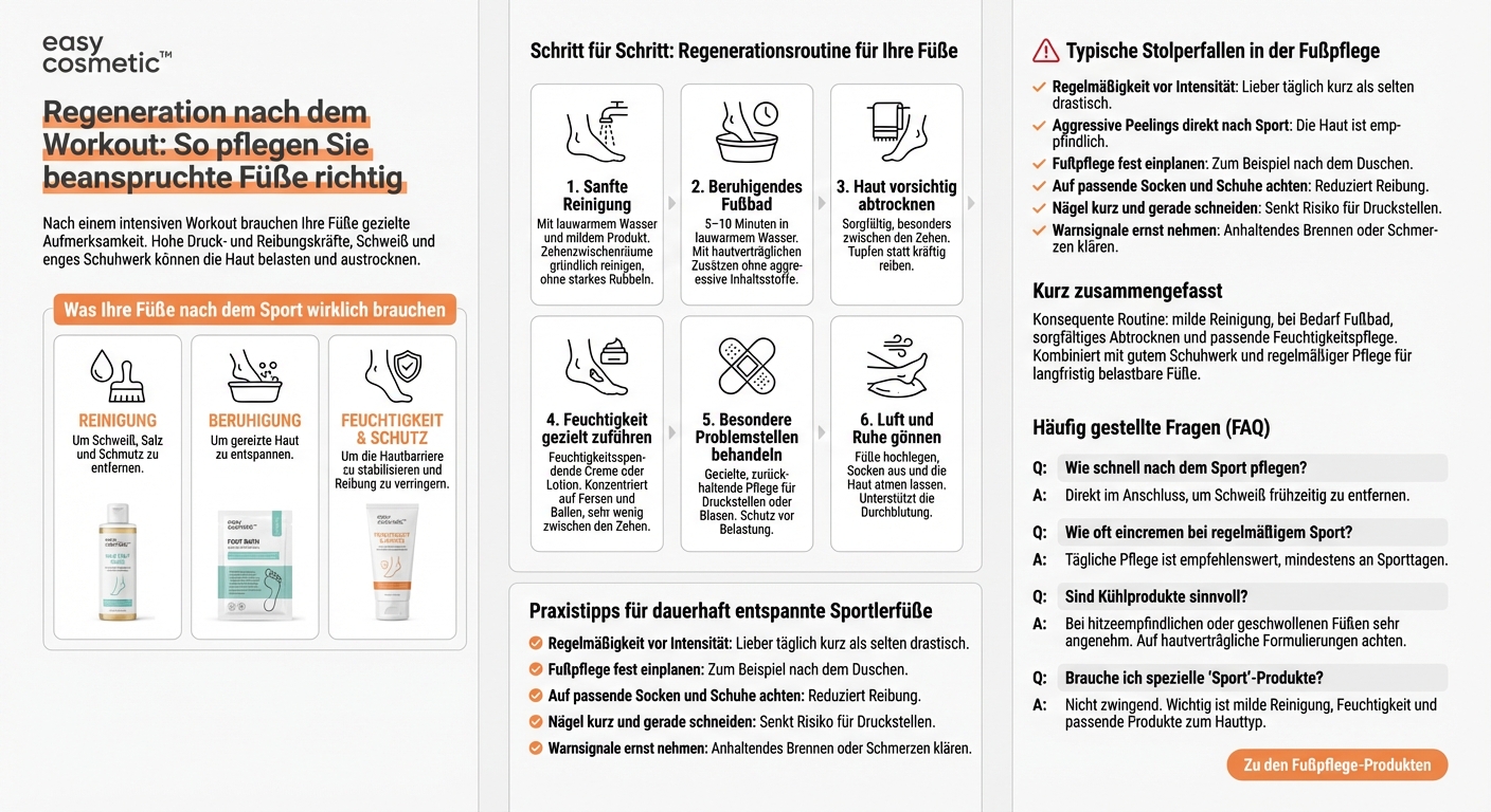 Wie kann ich beanspruchte Füße nach dem Sport mit geeigneten Pflegeprodukten regenerieren?
