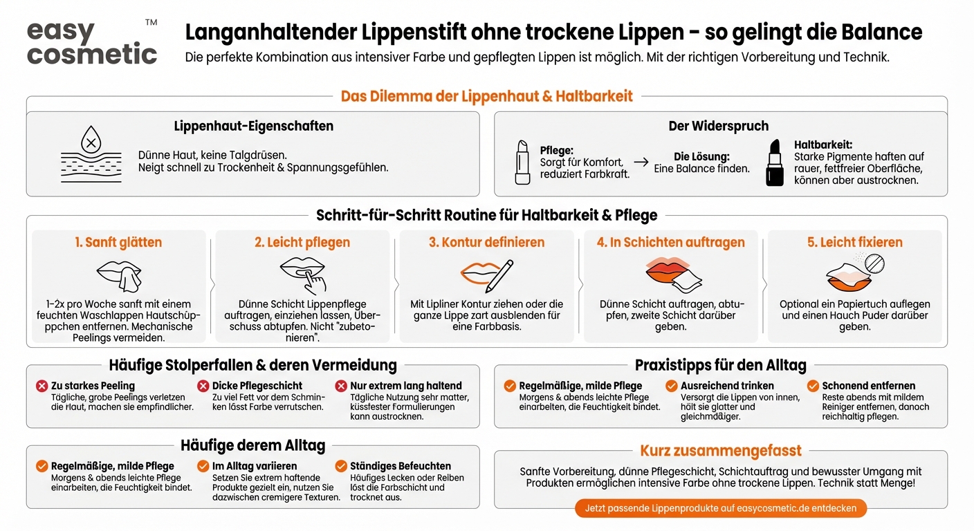 Wie kann ich die Haltbarkeit von Lippenstift verbessern, ohne dass meine Lippen austrocknen?