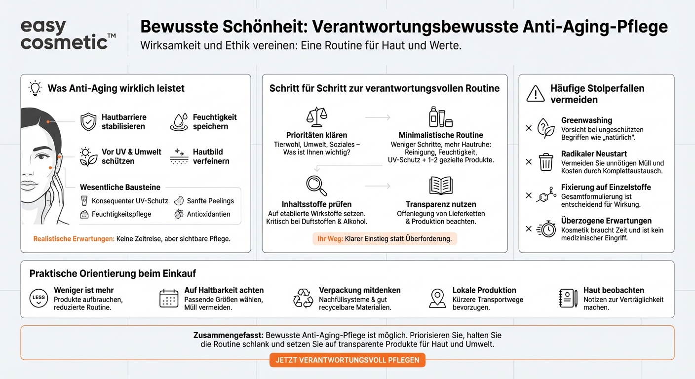 Wie kann ich eine Balance finden zwischen wirksamer Anti-Aging-Pflege und ethisch wie ökologisch verantwortungsvollen Produkten?