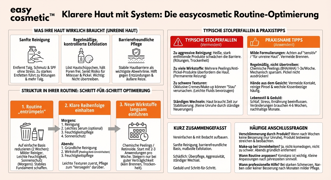 Wie kann ich eine bestehende Routine optimieren, wenn ich unter Unreinheiten leide?