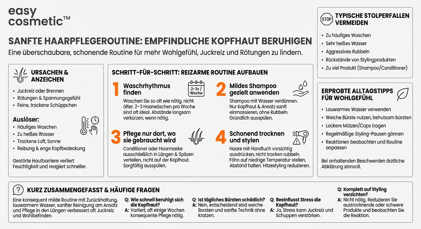Wie kann ich eine einfache Haarpflegeroutine für empfindliche oder zu Irritationen neigende Kopfhaut aufbauen?
