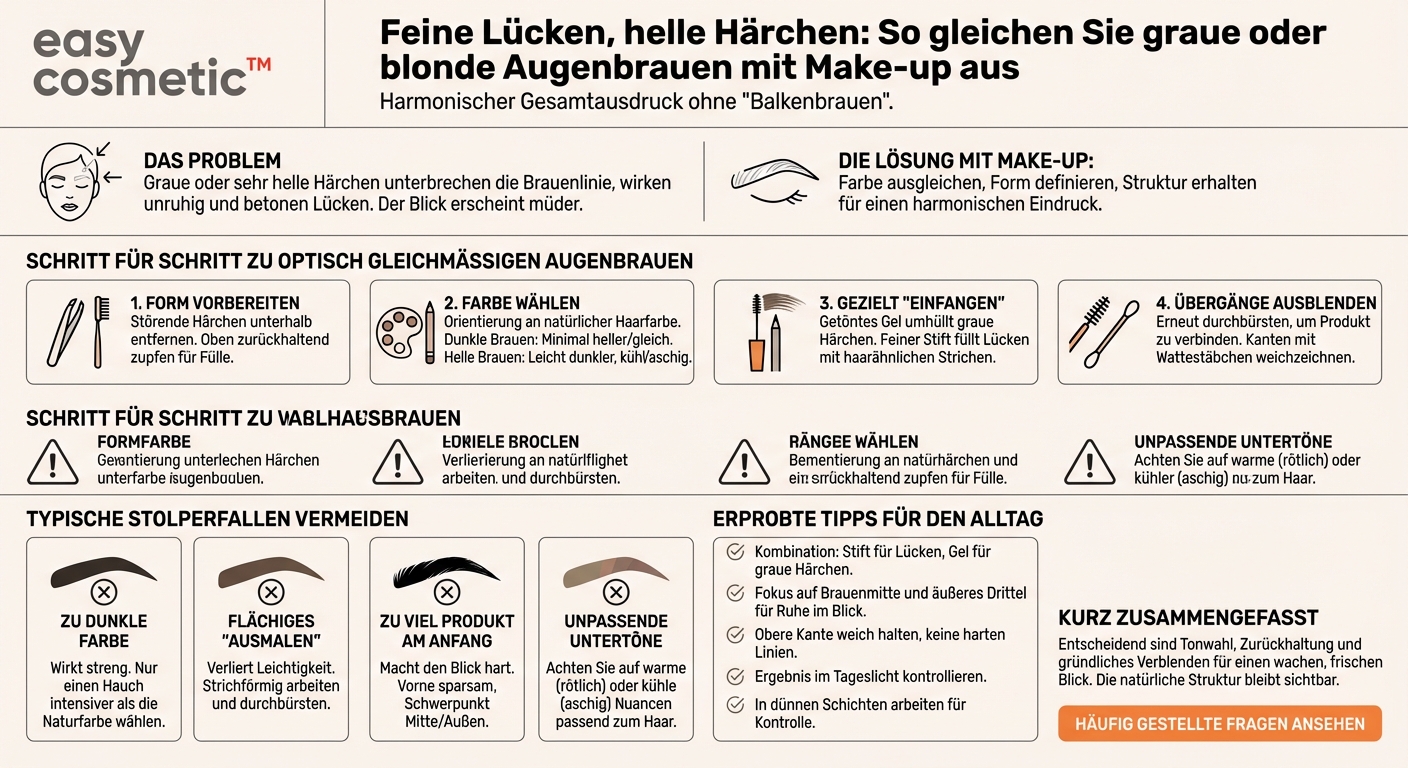Wie kann ich graue oder vereinzelte helle Augenbrauenhärchen mit Make-up ausgleichen?
