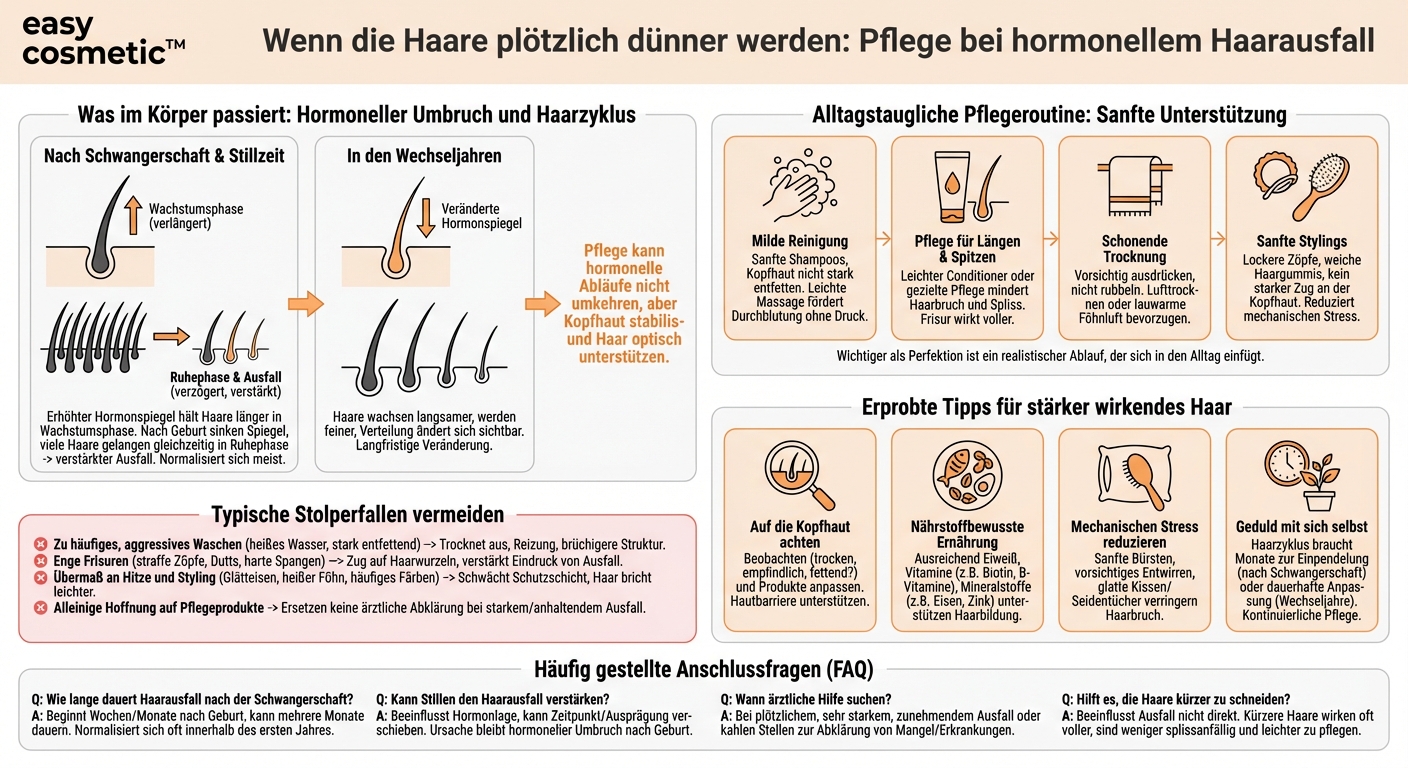 Wie kann ich Haarausfall nach Schwangerschaft, Stillzeit oder in den Wechseljahren mit Pflege unterstützen?