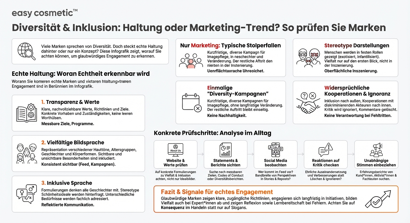 Wie kann ich herausfinden, ob eine Hautpflegemarke Diversität, Inklusion und Antidiskriminierung in ihrer Unternehmensphilosophie wirklich lebt und nicht nur bewirbt?