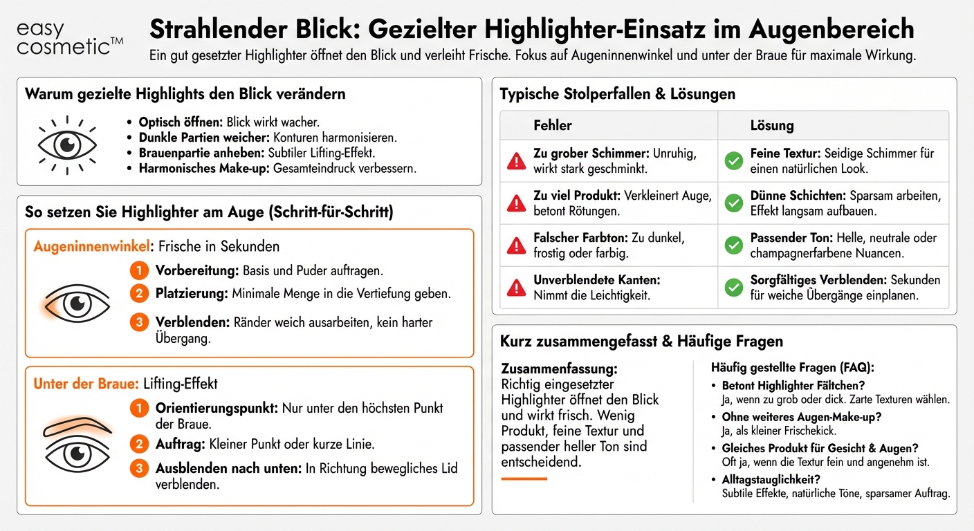 Wie kann ich Highlighter im Augenbereich verwenden (z. B. im Augeninnenwinkel oder unter der Braue)?