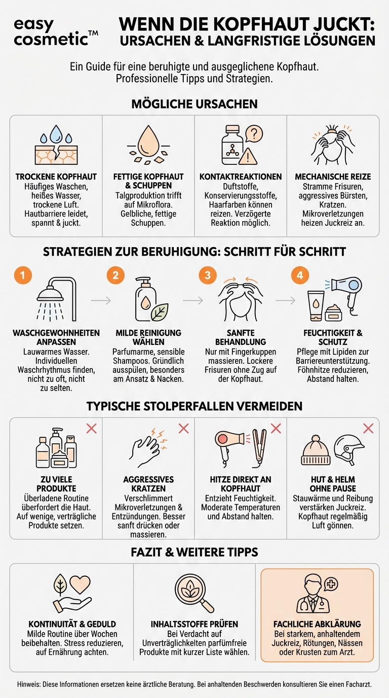 Wie kann ich Juckreiz auf der Kopfhaut langfristig lindern?
