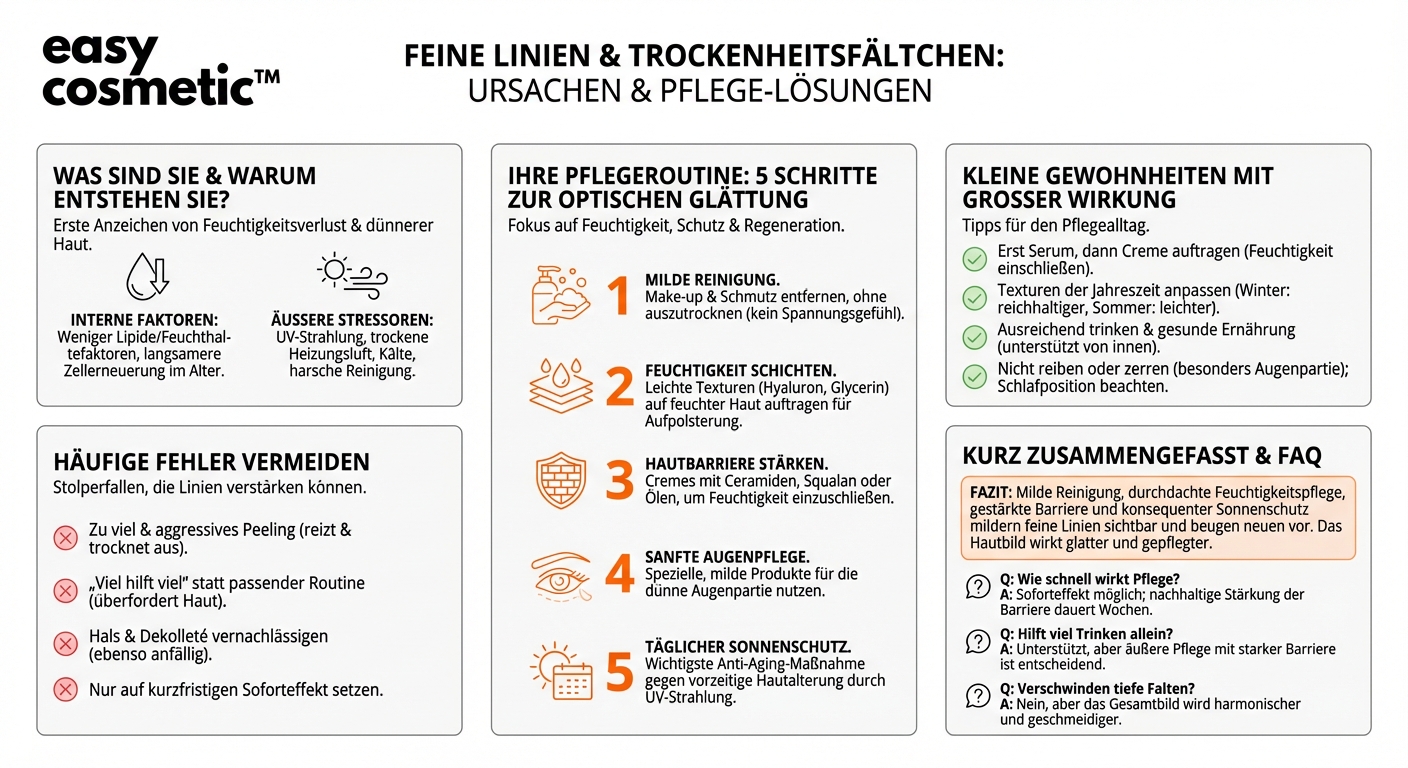 Wie kann ich Knitterfalten und Trockenheitsfältchen durch Pflege reduzieren?