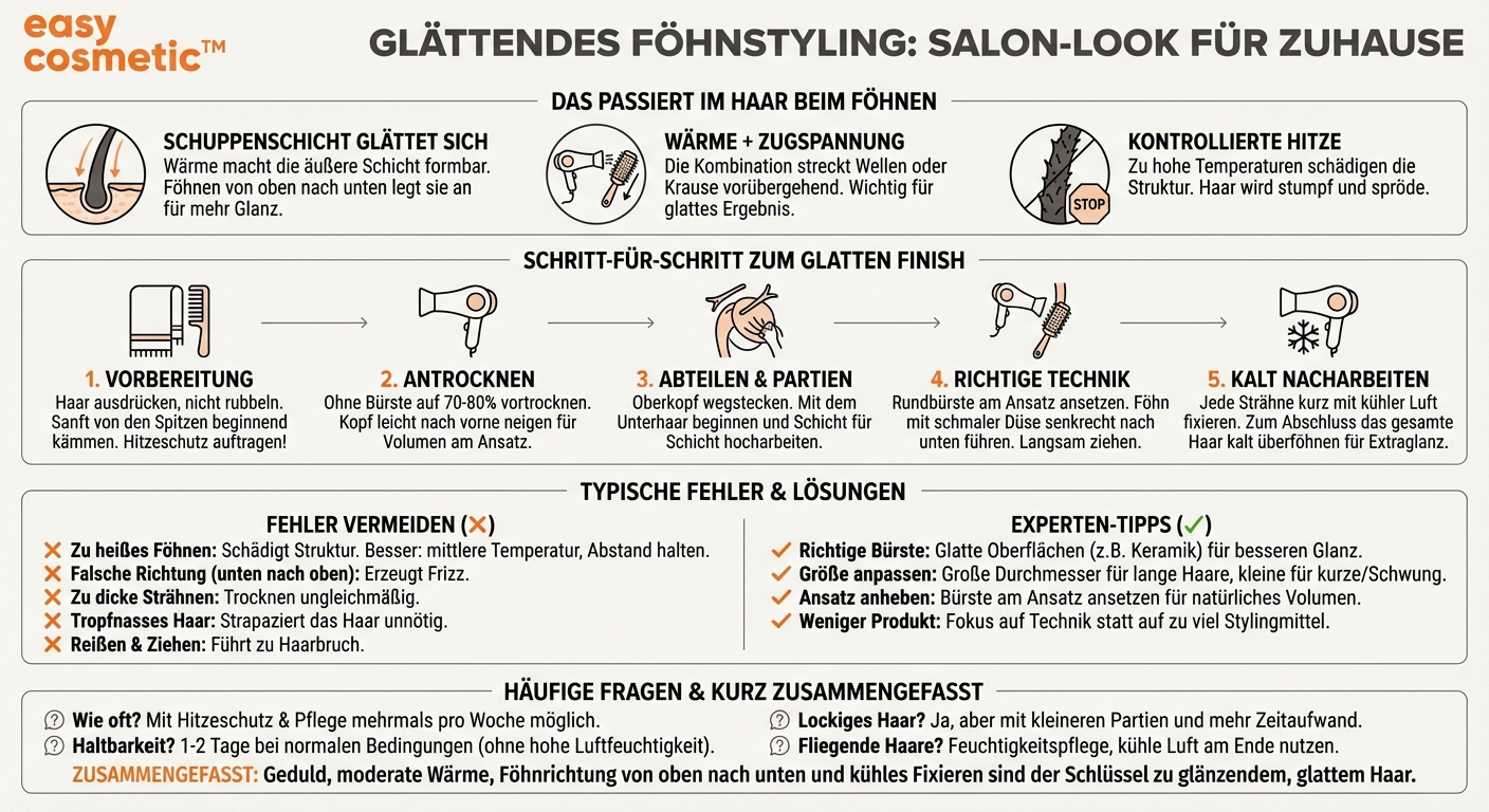 Wie kann ich mein Haar mit Föhn und Rundbürste glatt und glänzend stylen?