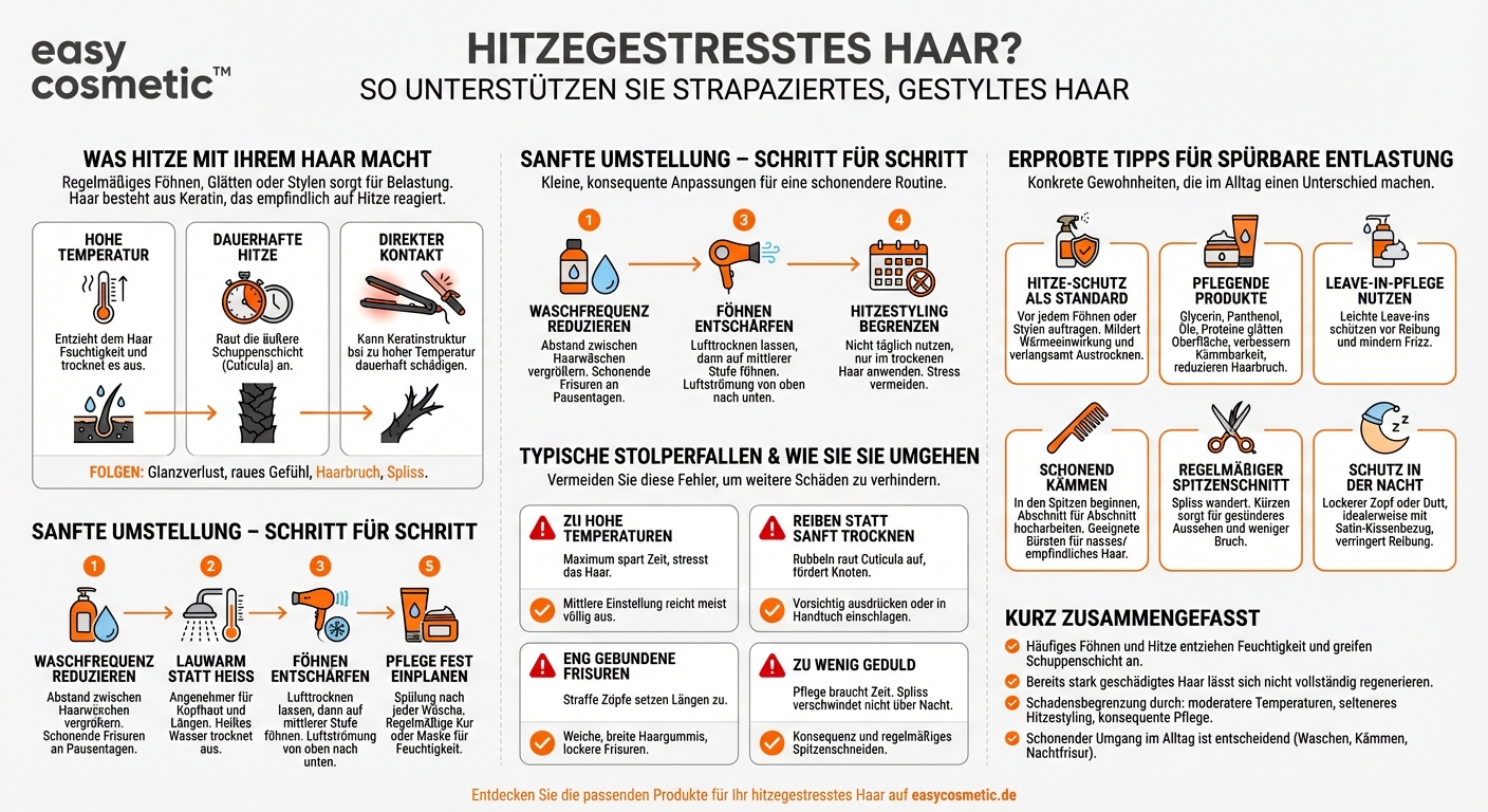 Wie kann ich mein Haar unterstützen, wenn es durch häufiges Föhnen und Styling geschädigt ist?