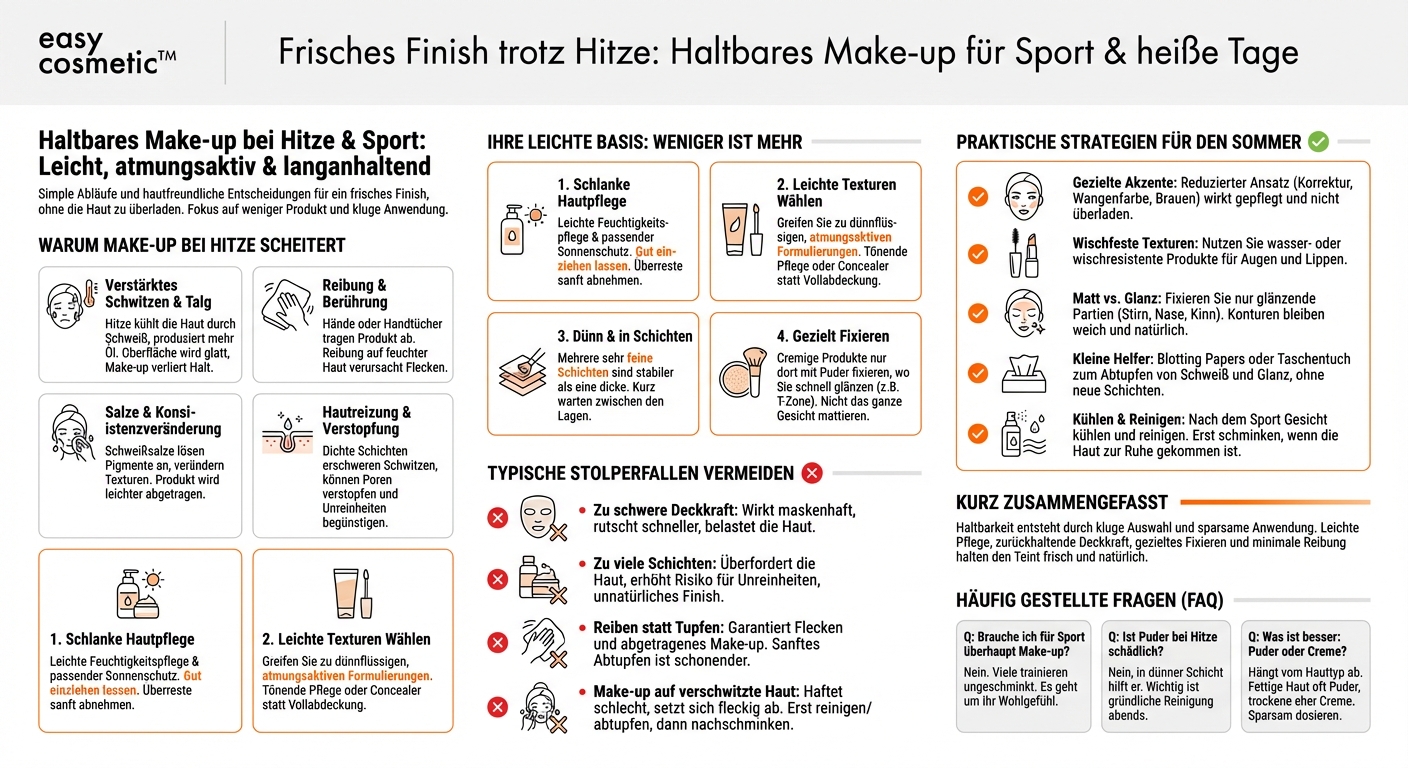 Wie kann ich mein Make-up für Sport oder heiße Tage haltbarer machen, ohne meine Haut zu belasten?