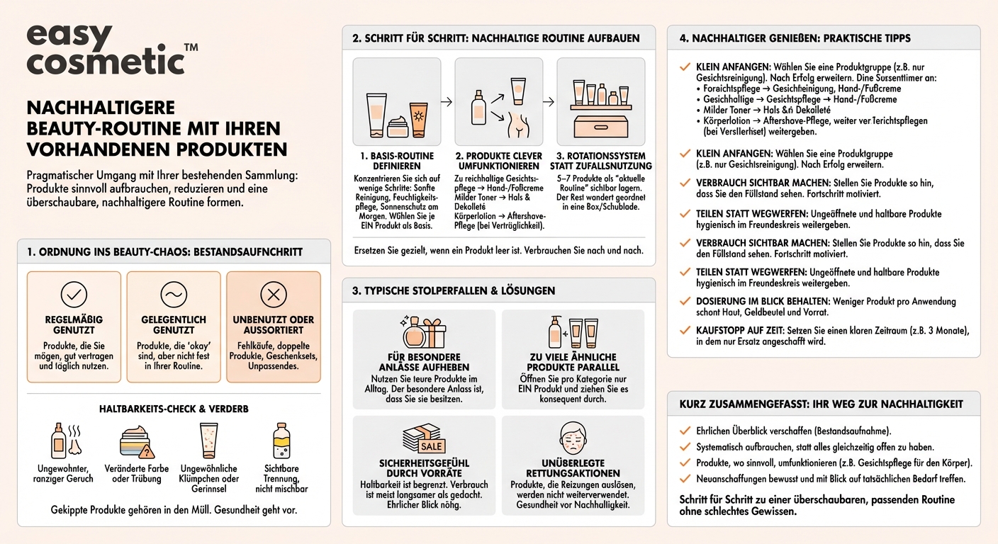 Wie kann ich meine bestehende Produktsammlung nachhaltiger nutzen, ohne einfach alles wegzuwerfen und neu zu kaufen?