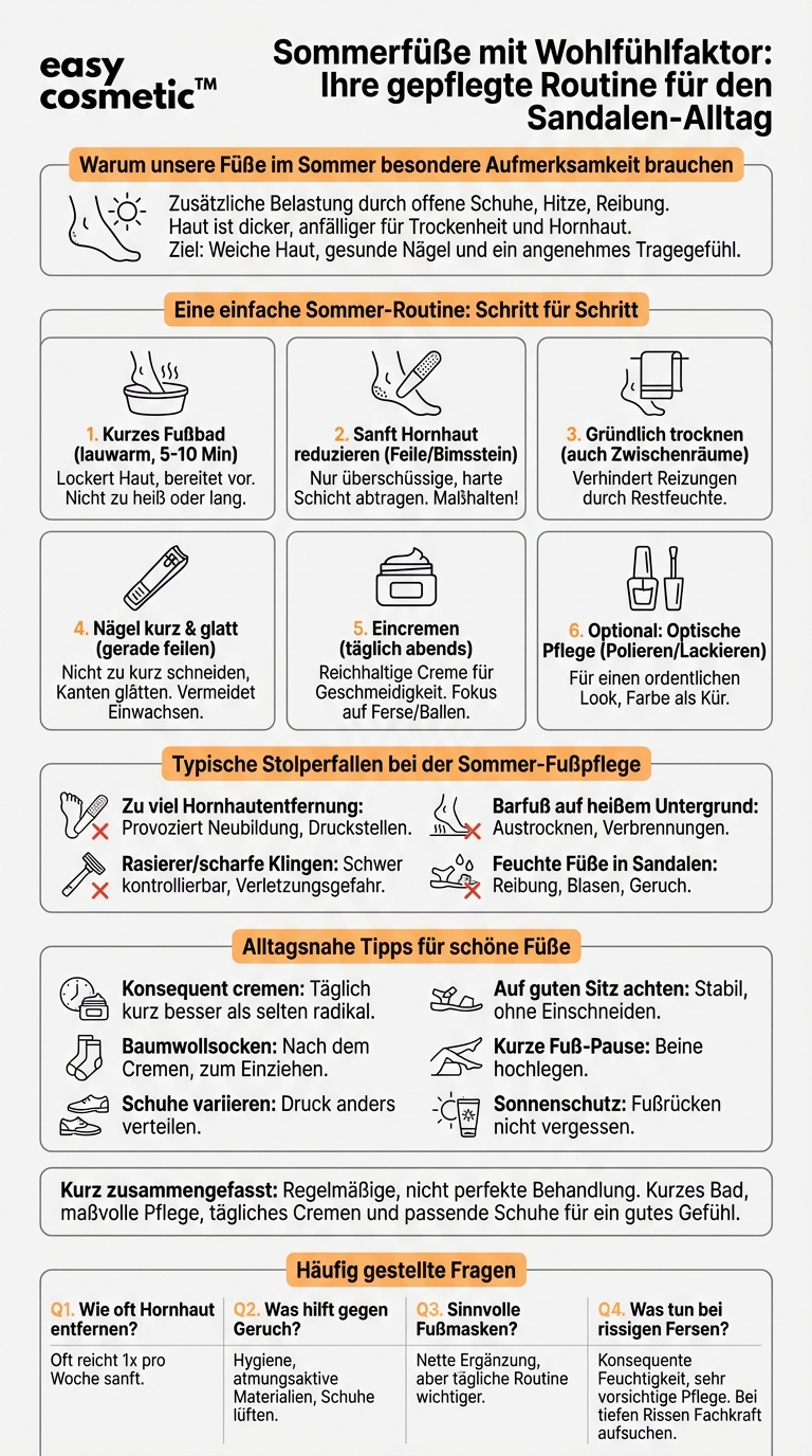 Wie kann ich meine Füße im Sommer im Sandalen-Alltag schön und gepflegt aussehen lassen?