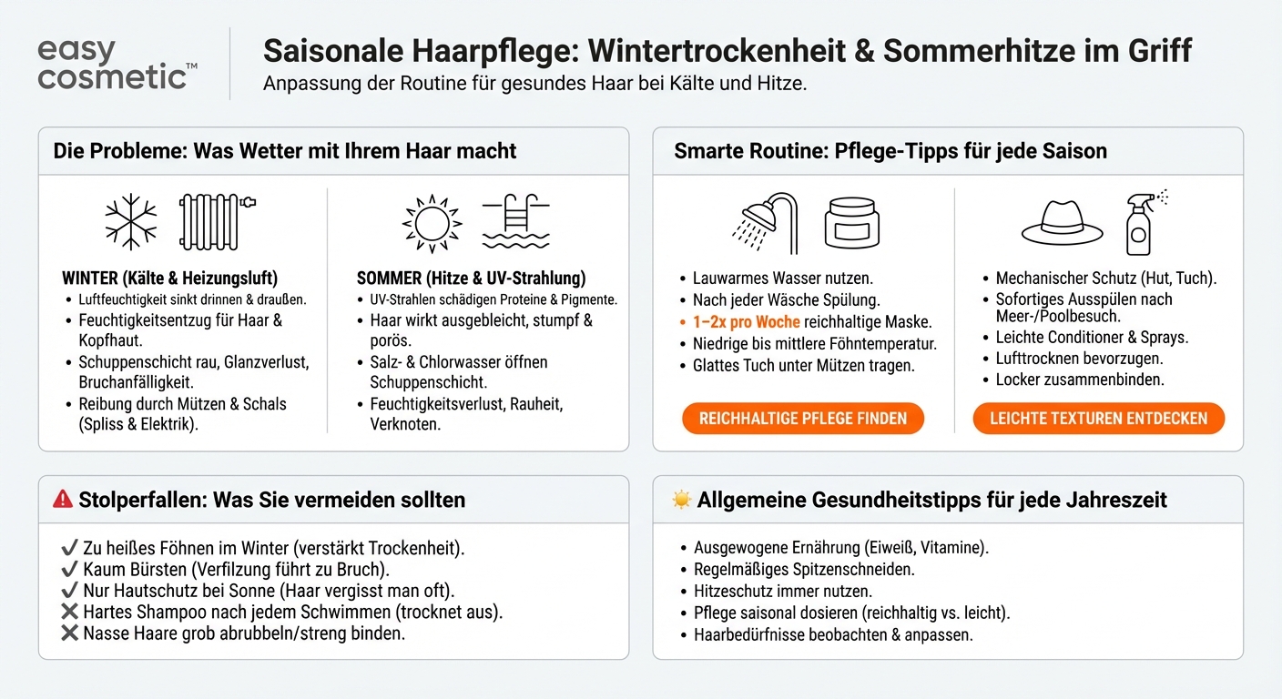 Wie kann ich meine Haare bei saisonalen Problemen wie Wintertrockenheit oder Sommerhitze optimal pflegen?