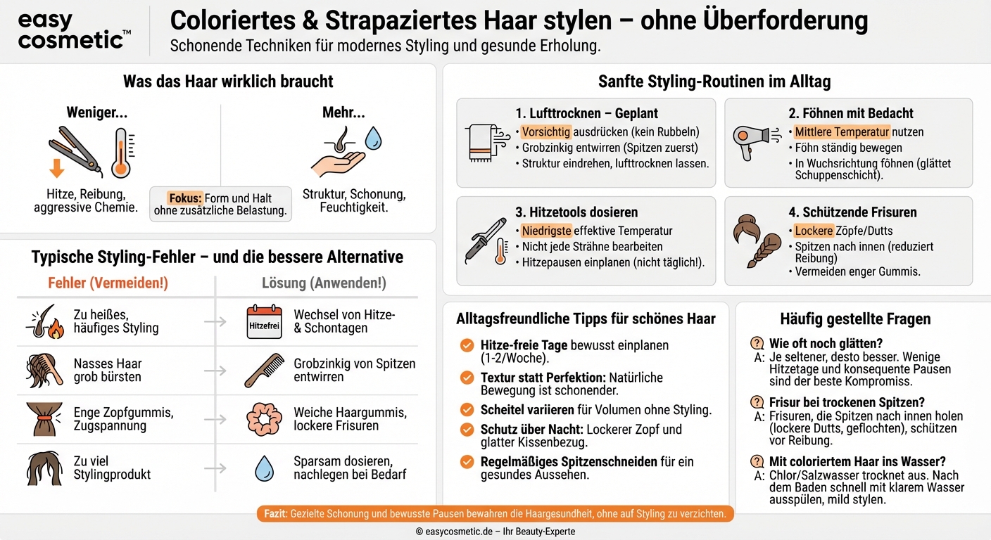Wie kann ich meine Haare stylen, wenn sie bereits coloriert oder strapaziert sind?