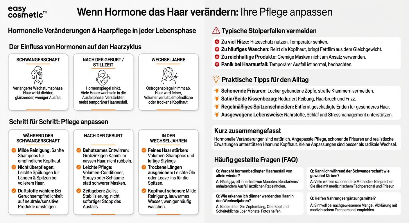 Wie kann ich meine Haarpflege an hormonelle Veränderungen (z.B. Schwangerschaft, Wechseljahre) anpassen?