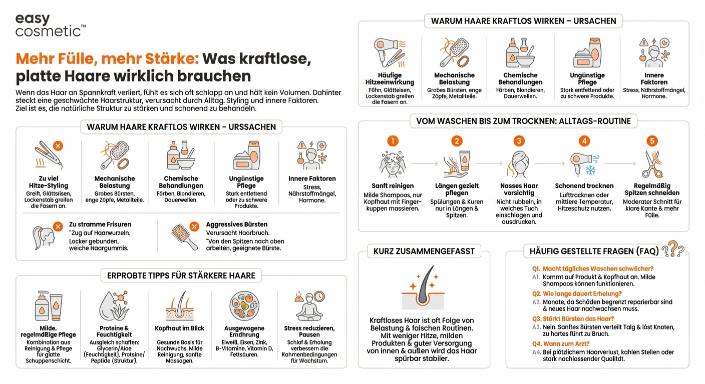 Wie kann ich meine Haarstruktur stärken, wenn meine Haare kraftlos und platt wirken?