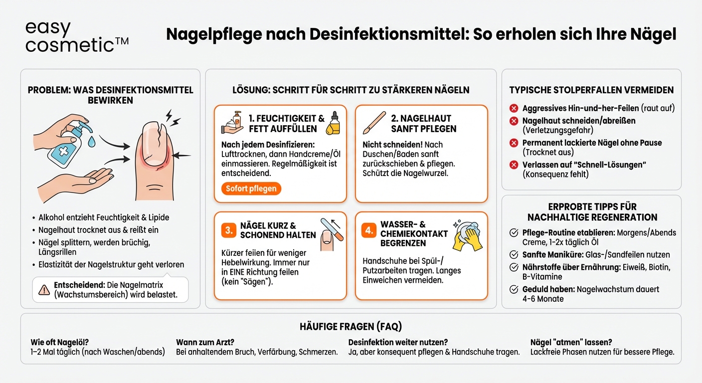 Wie kann ich meine Nägel nach dem häufigen Einsatz von Desinfektionsmitteln wieder aufbauen?