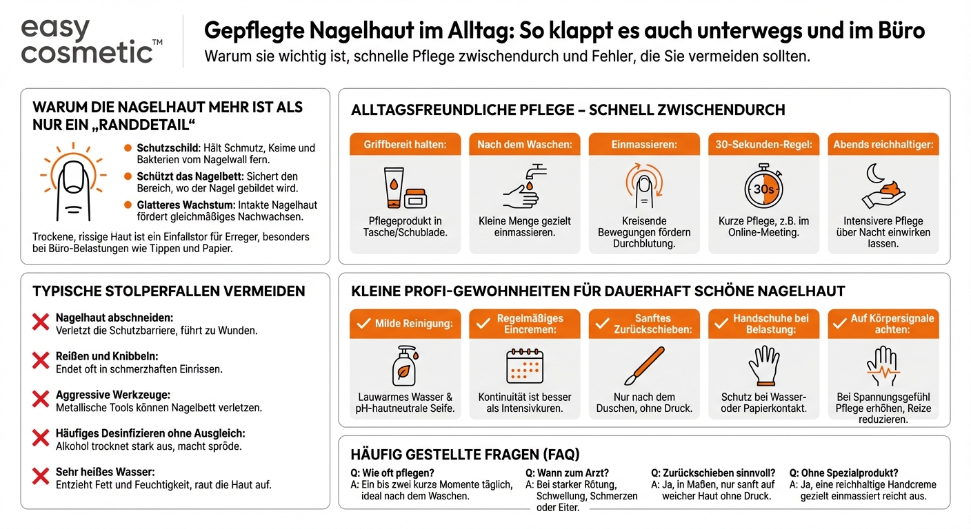 Wie kann ich meine Nagelhaut auch unterwegs oder im Büro unkompliziert pflegen?