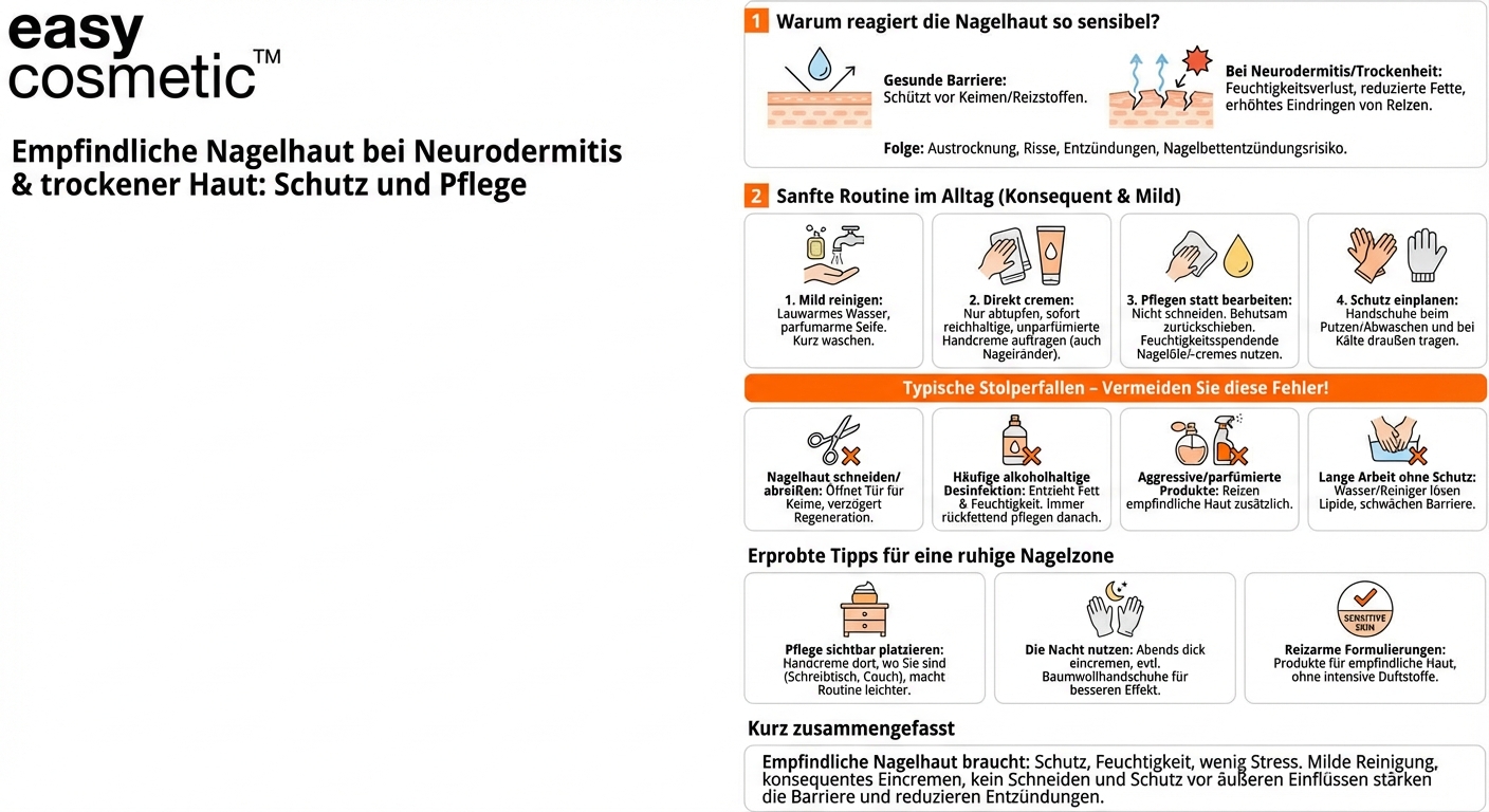 Wie kann ich meine Nagelhaut pflegen, wenn ich zu Neurodermitis oder sehr trockener Haut an den Händen neige?