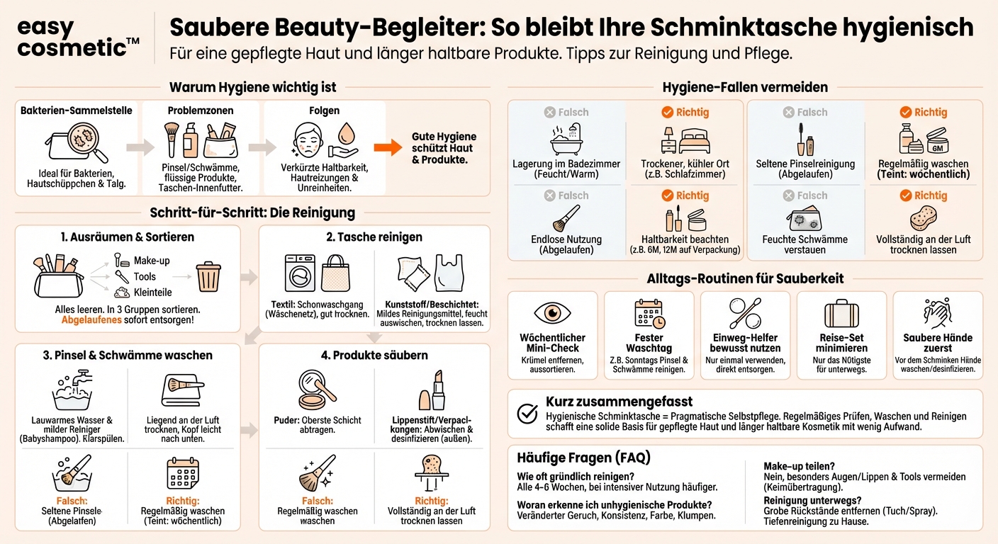 Wie kann ich meine Schminktasche oder mein Make-up-Case hygienisch sauber halten?