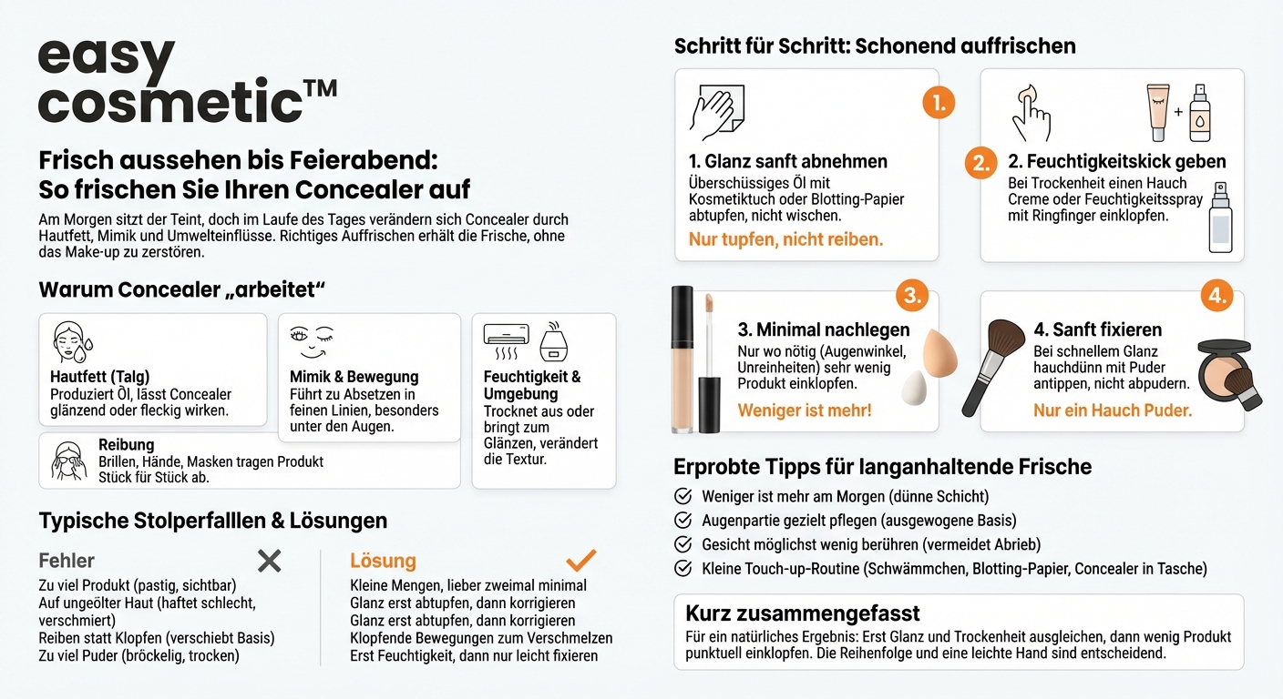 Wie kann ich meinen Concealer im Laufe des Tages auffrischen, ohne das Make-up zu ruinieren?