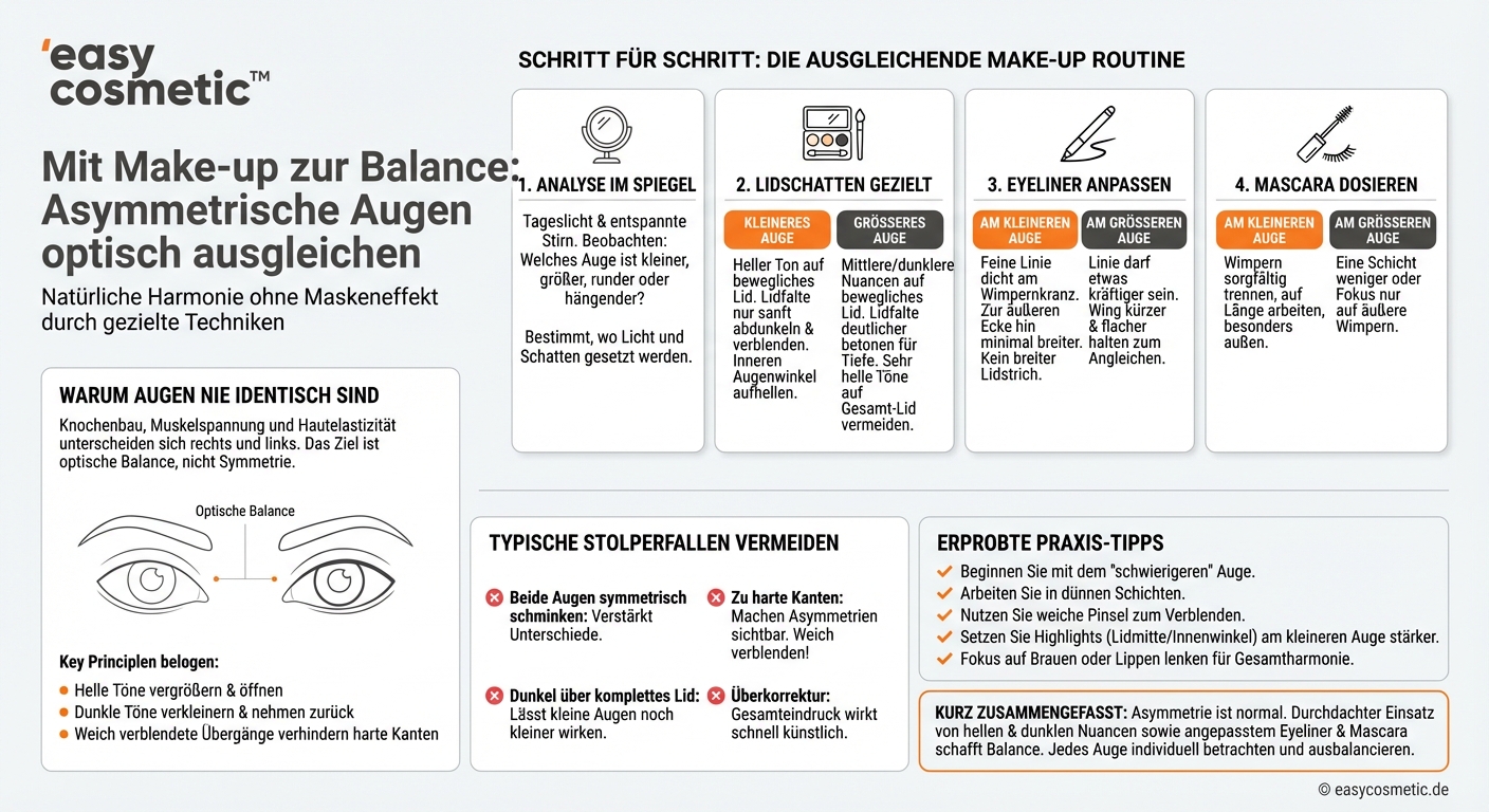 Wie kann ich mit Augen-Make-up asymmetrische Augen optisch ausgleichen?