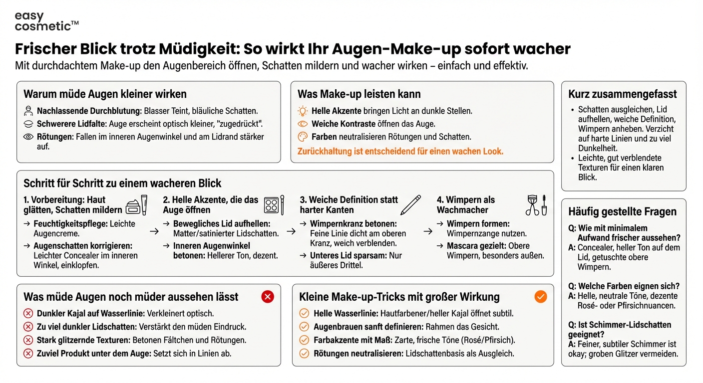 Wie kann ich mit Augen-Make-up einen frischen, wachen Look bei müden Augen erzielen?