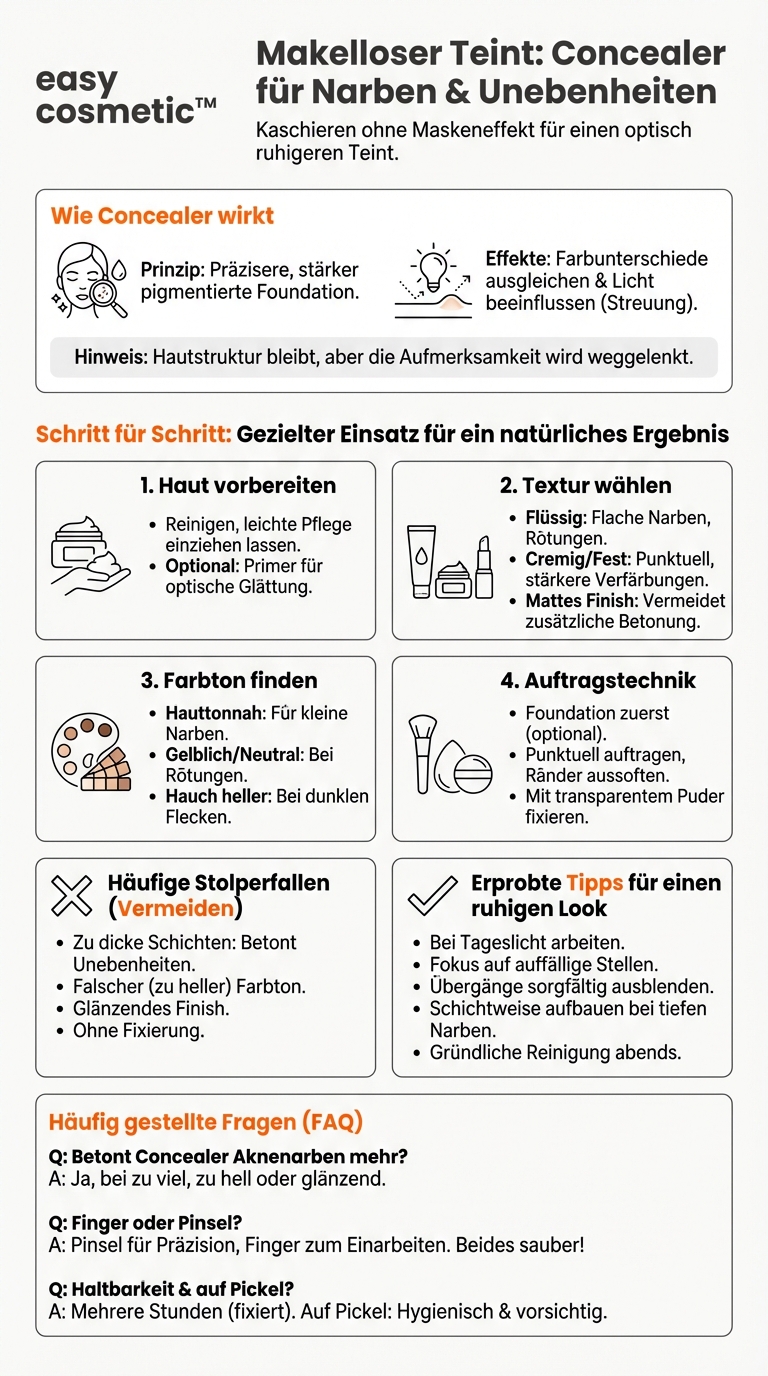 Wie kann ich mit Concealer kleine Narben oder Unebenheiten im Gesicht optisch ausgleichen?