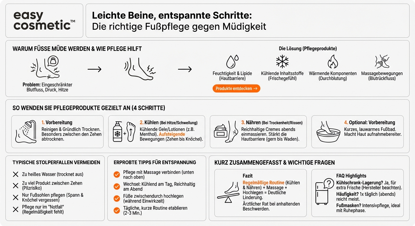 Wie kann ich müde, schwere Füße mit pflegenden Produkten wieder beleben?